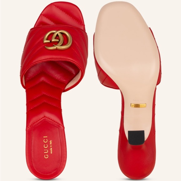 Gucci Marmont Leather Red Mules! - Picture 2 of 3